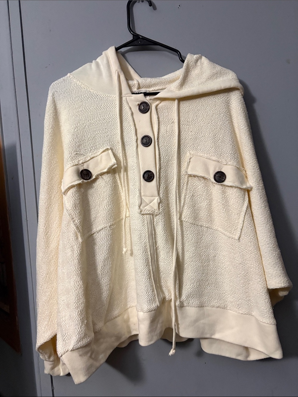 BUCKETLIST Cream Hooded Button-Front Jacket